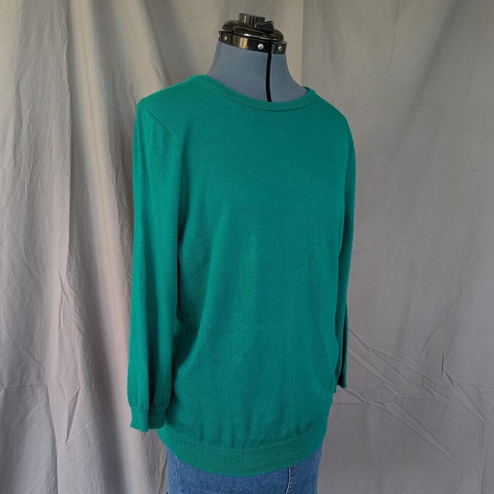 Lands’ End emerald green 100% Supima cotton crewneck sweater, size M